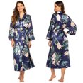 Valcatch Womens Long Floral Brides Satin Robe Silky Ladies Kimono ...