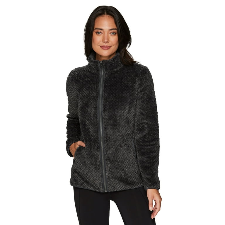 Avalanche Women's Mock Neck Textured Sherpa Zip Up Jacket With