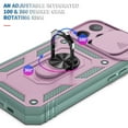 thumbnail image 6 of TECH CIRCLE for iPhone 16 Pro Protective Case, Slim Heavy Duty Rugged Hybird Shockproof Anti-Slip Magnetic Ring Stand Slide Len Protective Card Slot Case for iPhone 16 Pro 6.1 inch 2024,Pink+Green, 6 of 7