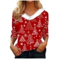 thumbnail image 2 of Lroveb Christmas Shirts for Women Holiday Tops Long Sleeve Faux V Neck T Shirt Xmas Tree Snowflakes Graphic Top Loose Blouse Graphic T Shirts, 2 of 4