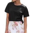 thumbnail image 5 of Summer Short Sleeve Solid Color Casual Women Leisure Basic T Shirt, 5 of 6