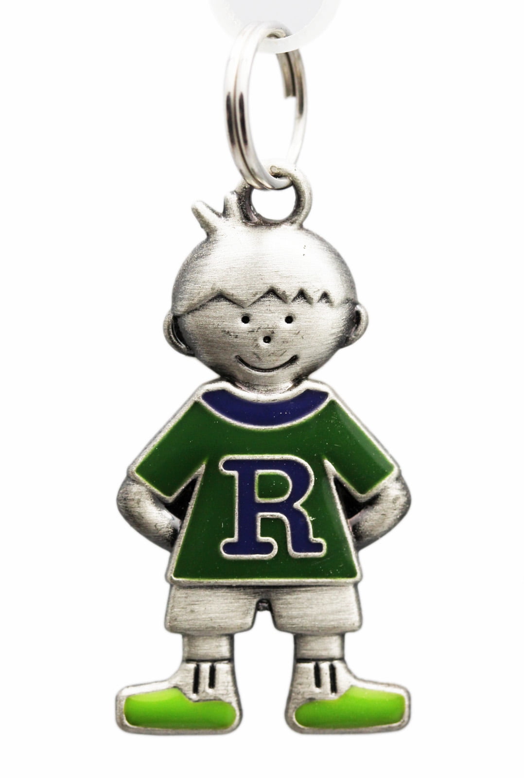 Kid's Name Initial Keychain Charm Green Boy "R" By Ganz