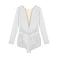 thumbnail image 5 of iEFiEL Womens Glitter Rhinestone Figure Skating Costume Long Sleeve Open Back Tassels Leotard for Gymnastics Lyrical Dance White XL, 5 of 7
