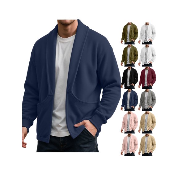 ZUBMGKTE Mens V-neck Cardigan Sweater Button up Sweater with Pockets Slim Fit, Casual Dress Formal Wear, V-Neck Wear, Fall Winter Thermal Sweaters, Long Sleeve, Big Pocket,Relaxed Fitted