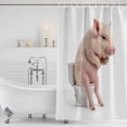 thumbnail image 4 of Pig Sitting on The Toilet Thinking Bathroom Shower Curtains with Hooks, Abstract Funny Animal Waterproof Fabric Washable Shower Curtain for Home Hotel Bathtub Decor 72x72 Inch, 4 of 9