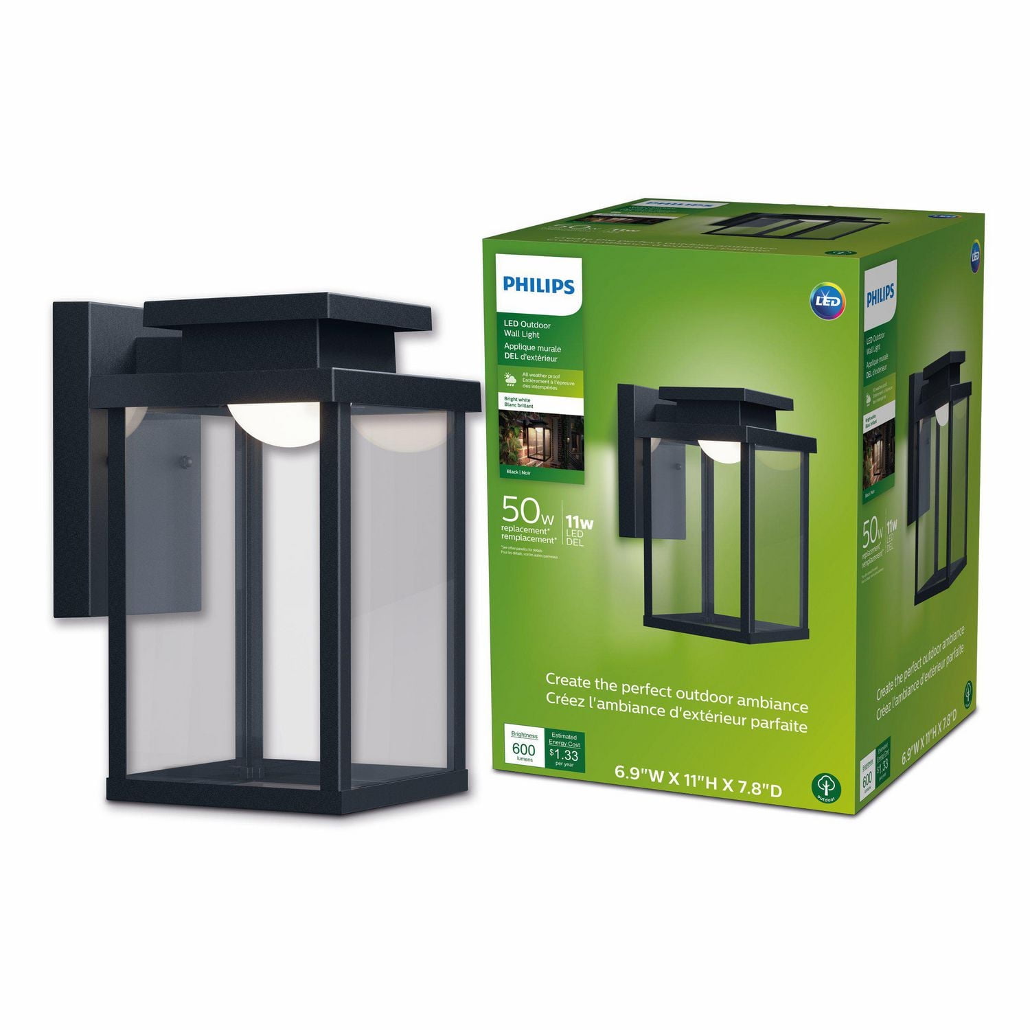 Philips 11" Applique murale extérieure à DEL intégrée 50W Philips Extérieur LED 50W