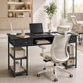 thumbnail image 4 of edx Small Desk with Fabric Drawers & Storage Shelves, 48 Inch Computer Desk Modern Writing Desk Study Table for Home Office, Balck, 4 of 8