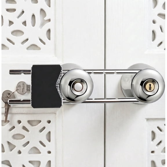 French Door Lock for Double Doors, Adjustable Double Door Lock for Home Security Prevent Kick Ins for Various Knob Width Door Security