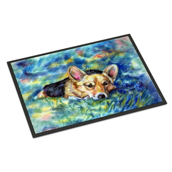Carolines Treasures 7409MAT Corgi Tuckered Out Doormat 18x27 27"L x 18"W multicolor