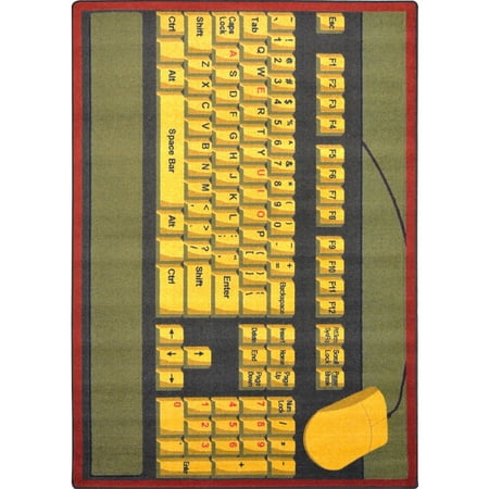 Joy Carpets Kid Essentials Keyboard Connection 5 4 x 7 8 Area Rug in Color Brown