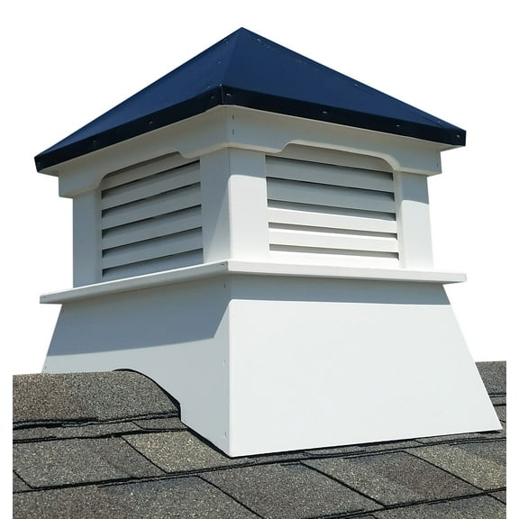 Accentua Bryce Cupola, 20 in. Square, 26 in. High, Composite Vinyl with Black Aluminum Roof