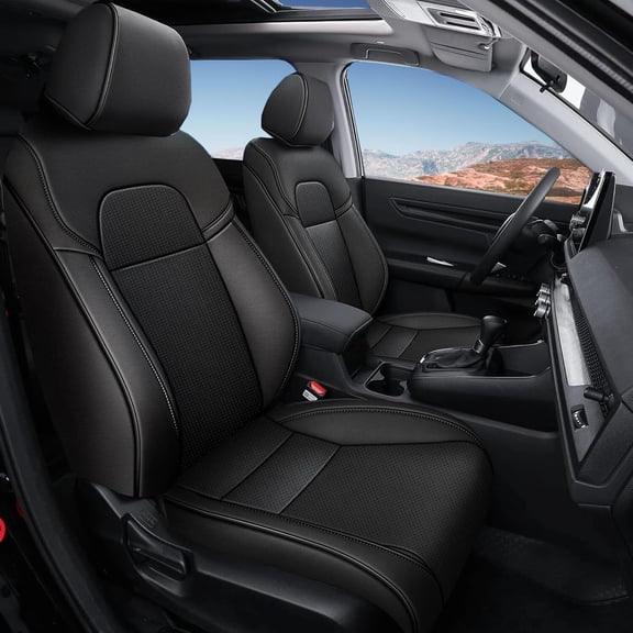 DIKSOAKR Seat Covers for Honda HRV EX-L 2023-2026 - Premium Faux Leather Full Set - Black Custom Fit Airbag Safe Non-Slip Covers