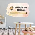 thumbnail image 3 of Watercolor Decal Just A Boy That Loves Baseball Bedroom Wall Decal for Children Watercolor Background Sports Theme Art Cute Themed Room Decal - Size: 30 In x 18 In, 3 of 5