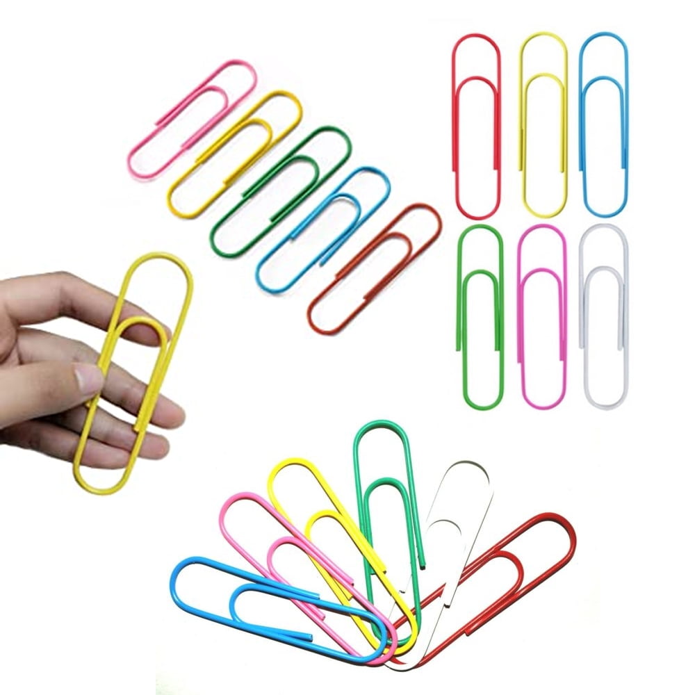 10 Extra Large Paper Clips 4" Jumbo Assorted Colors Coated Crafts
