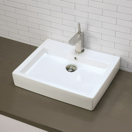 Decolav Classically Redefined Tallia Ceramic Rectangular Vessel Bathroom Sink With Overflow