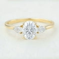 thumbnail image 2 of Cora Jewellery 1.5CT Oval Moissanite With Side Pear 3 stone Engagement Ring For Women, 10K Yellow Gold, 2 of 5