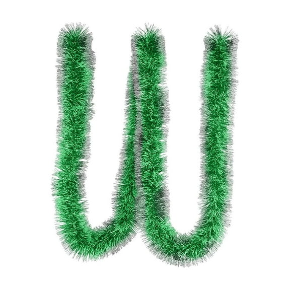 CuiLiyq 6.56 Ft Green Tinsel Christmas Garland, Metallic Twist Shiny Garland for Christmas Tree Decorations, Xmas Holiday Hanging Garland for Home Indoor Outdoor Party Supplies Decor (Green)