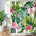 thumbnail image 3 of Tropical Shower Curtain, Green Shower Curtain, Flamingo Shower Curtains for Bathroom, Botanical Shower Curtain Set with 12 Hooks, Leaf Bathroom Decor, 72X72 inches, 3 of 5