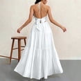 thumbnail image 4 of ClodeEU Women's Summer Halter V Neck Tie Knot Backless Beach Dresses ,A-Line Casual Maxi Dresses for Vacation White,Womens Plus S, 4 of 6