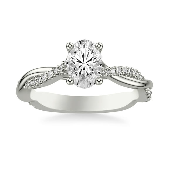 Alor Jewel 2.1 Ct Oval Cut Diamond Engagement Ring - Lab Created Diamond - 14K White Gold Over Prong Setting - Split Shank and Halo Design - Perfect for Celebrating Love and Special Moments