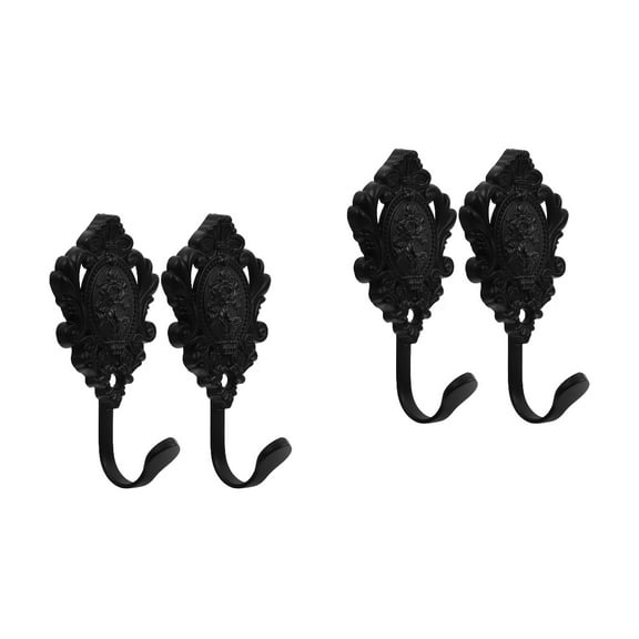 FRCOLOR 4 Pcs  Rose Pattern Curtain Holdbacks Vintage Tieback Hooks Drapery Curtain Side Holders Wall Decorations