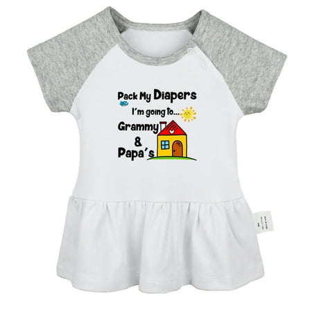 

Pack My Diapers I m going to My Grandparents Home Funny Dresses For Baby Newborn Babies Skirts Infant Princess Dress 0-24M Kids Graphic Clothes (Gray Raglan Dresses 6-12 Months)