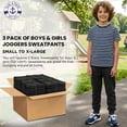 thumbnail image 2 of Yacht & Smith 3 Pack of Boys Jogger Bulk Sweatpants, Black Navy Gray, Comfy Lounge Joggers for Kids, 2 of 7
