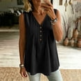 thumbnail image 5 of Bosfbaoi Womens Tops V-Neck Sleeveless Pleated Blouse Casual Button Accent Tank Top Summer Tops for Women, 5 of 8