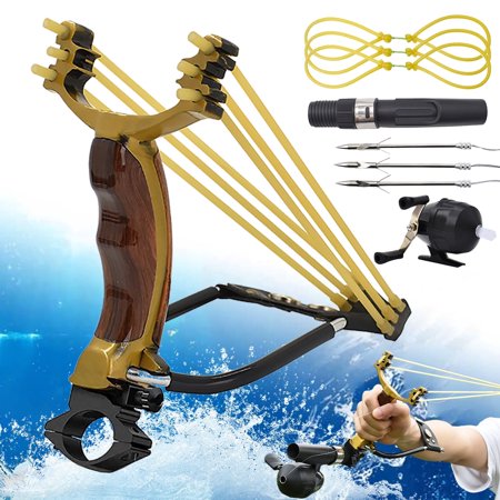 Piaoyu Bowfishing Slingshot with Fishing Reel Wrist-Mounted Hunting Slingshot for Adults High-Power Catapult with Fish Darts Rubber Bands & Accessories Kit