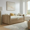 thumbnail image 4 of Modway Veyla Channel Tufted Performance Velvet Twin Daybed With Trundle in Brown, 4 of 6