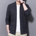 thumbnail image 3 of Suéter de punto nuevo para hombre, cárdigan para hombre, suéter de color sólido, suéter de punto suave de piel de conejo con cuello en V, prendas de vestir exteriores, 3 of 5