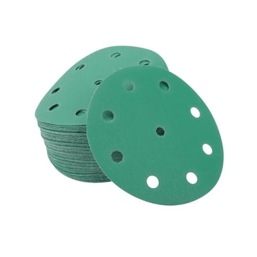 6-Inch Sanding Discs 120 Grit - 50 Pack Green Hook & Loop Sandpaper For Wood & Metal