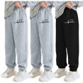 thumbnail image 3 of Akiihool Uniform Pants for Boys Little Boys' Fleece Sweatpants High Waist Elastic Trousers with Front Buttons (Black,160), 3 of 4