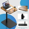 thumbnail image 4 of Side Table Sofa Tray for Couch Heavy Metal Base Swivel/Adjustable Height, Sofa Bed Bathroom Study TV Tray C Shaped End Table Food Snack Trays for Eating(Brown 19.7 * 15.7in), 4 of 7