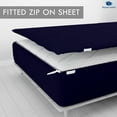 thumbnail image 2 of Zip On Fitted Sheet - Includes 1 Fitted Base + 3 Top Zip Sheet - Easy to Change, Won’t Pop Off Olympic Queen Sheet- 600 TC Cotton Fitted Sheet- 12” Deep Pocket Oly-Queen Size- Navy Blue, 2 of 8