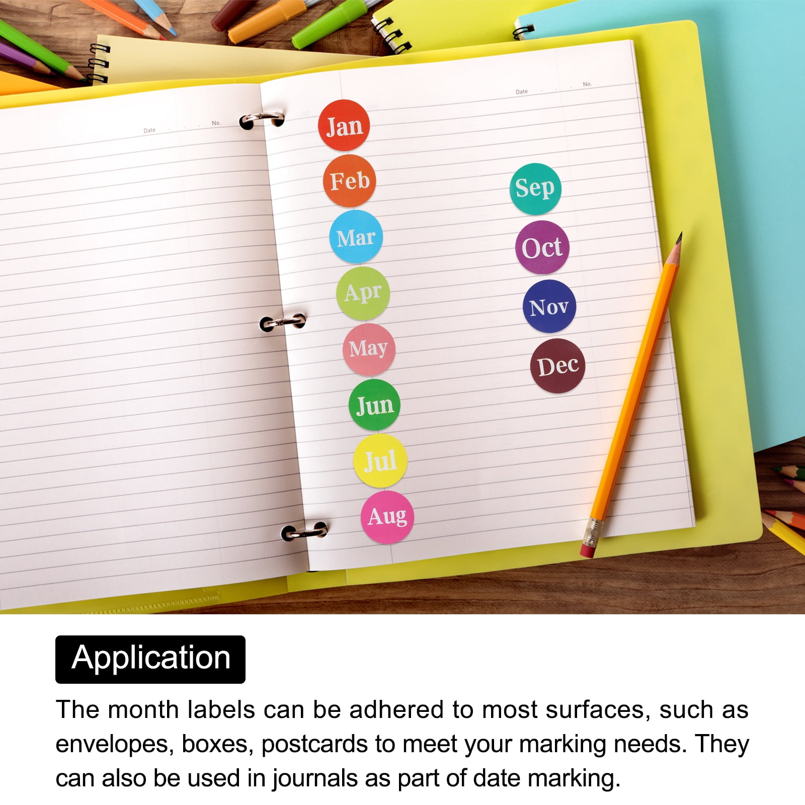 Round Month Labels the Year 1 Inch 12 Roll DIY Color Coding Circle Stickers 12 Month Tag Postcards, 500 Count/Roll