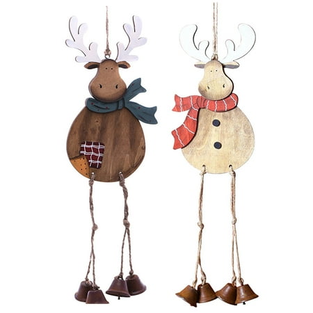 2 pcs hanging christmas ornaments outgeek wooden reindeer with bell legs christmas tree ornament party - Wooden Deer Christmas Decorations 2 pcs hanging christmas ornaments outgeek wooden reindeer with bell legs christmas tree ornament party - Wooden Deer Christmas Decorations