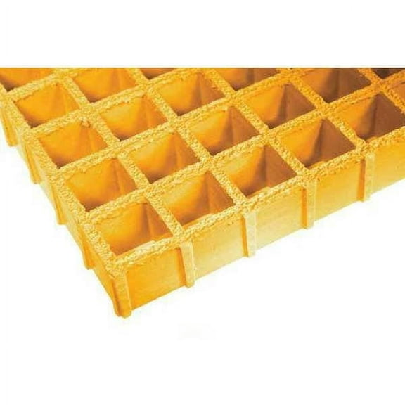 Fiberglass Molded Grating, 60 in Span, Grit-Top Surface, Corvex Resin, Yellow