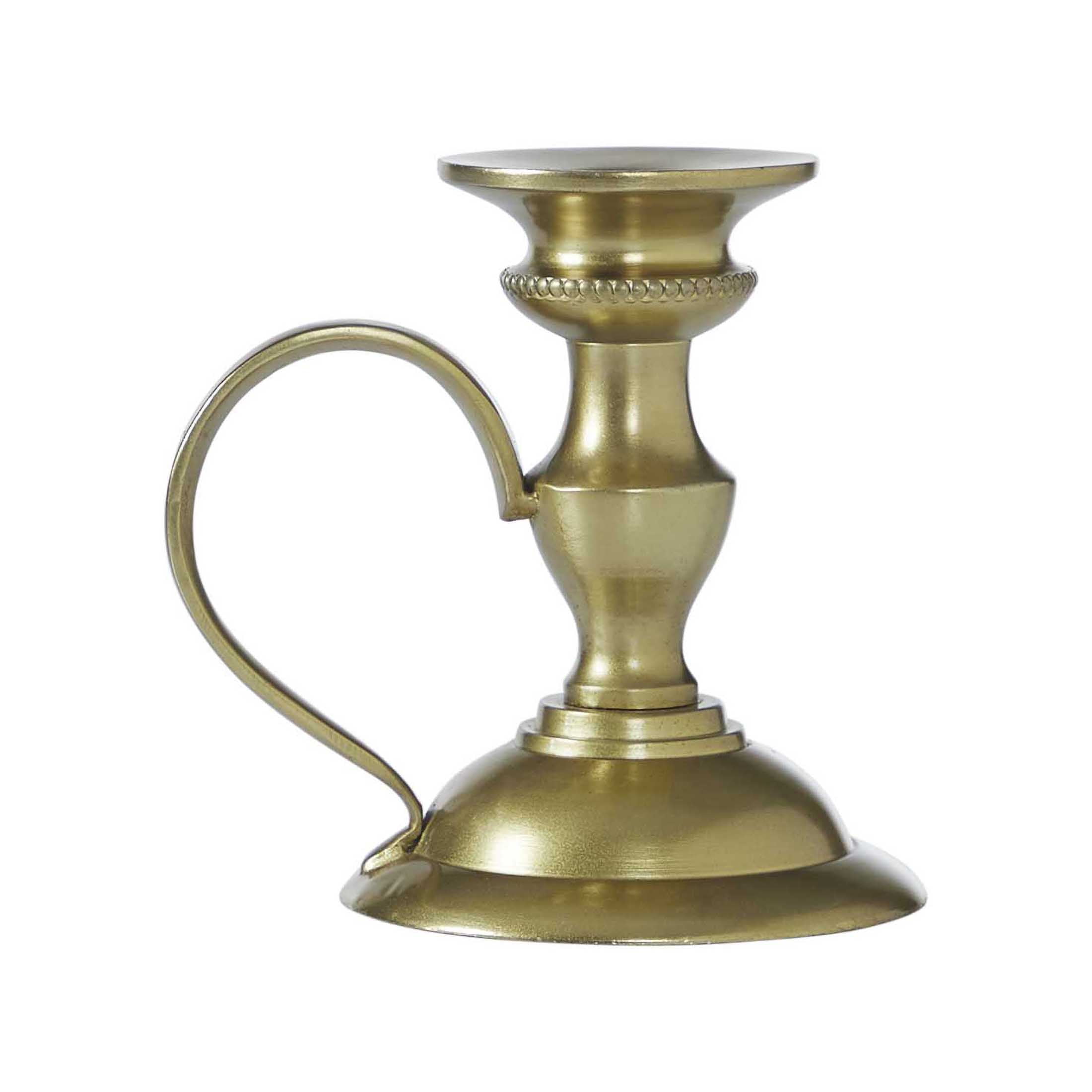 My Texas House Gold Metal Taper Candle Holder with Handle, 4.5"