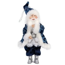 STP Goods Santa Claus Hanging Collectible Doll 9" (22 cm) Santa Claus Christmas Figurine Holiday Décor Xmas Hanging Decoration Xmas Figure Doll Decoration Xmas Tree Ornament, Blue White