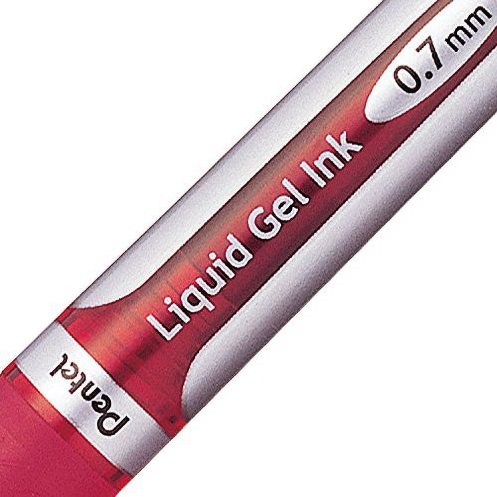 Pentel EnerGel Deluxe Liquid Gel Pen, Medium Line, Metal Tip, Red Ink, Box of 12 (BL57-B)