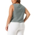 thumbnail image 3 of Agnes Orinda Plus Size Vest for Women Two Piece Plaid Sleeveless Button Vests with Pockets 1X Blue Green/Black, 3 of 6