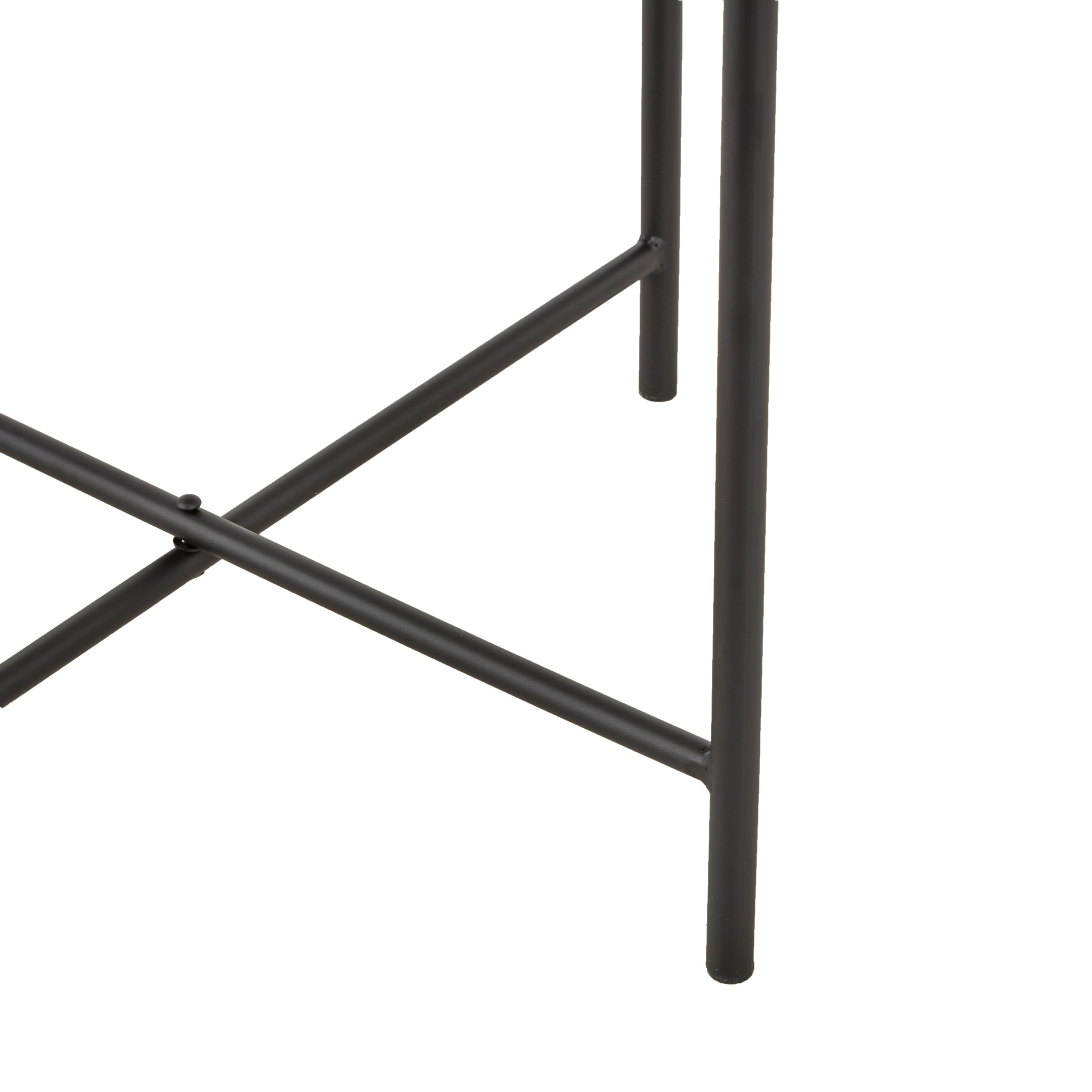DecMode 19" x 20" Beige Marble Accent Table with Black Metal Support, 1-Piece
