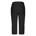 thumbnail image 5 of lcziwo Capri Leggings for Women Summer Tummy Control Knee Length Cropped Pants Casual Lace Splicing Cutout Tight Capris Solid Lounge Pajamas Black M, 5 of 8