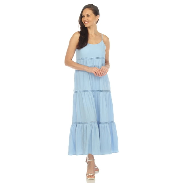 White Mark Robe Maxi Babydoll à Étages pour Femmes à Encolure Dégagée et Taille Empire