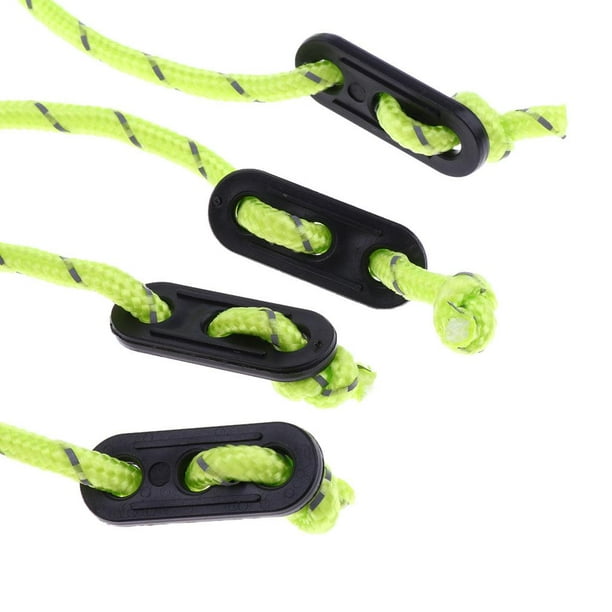 4pcs Reflective Guyline Tent Rope Outdoor Camping Tarp Cord Canopy Guy Line  with Rope Runners Tensirs Adjusters Size 4pcsx2m Green B 