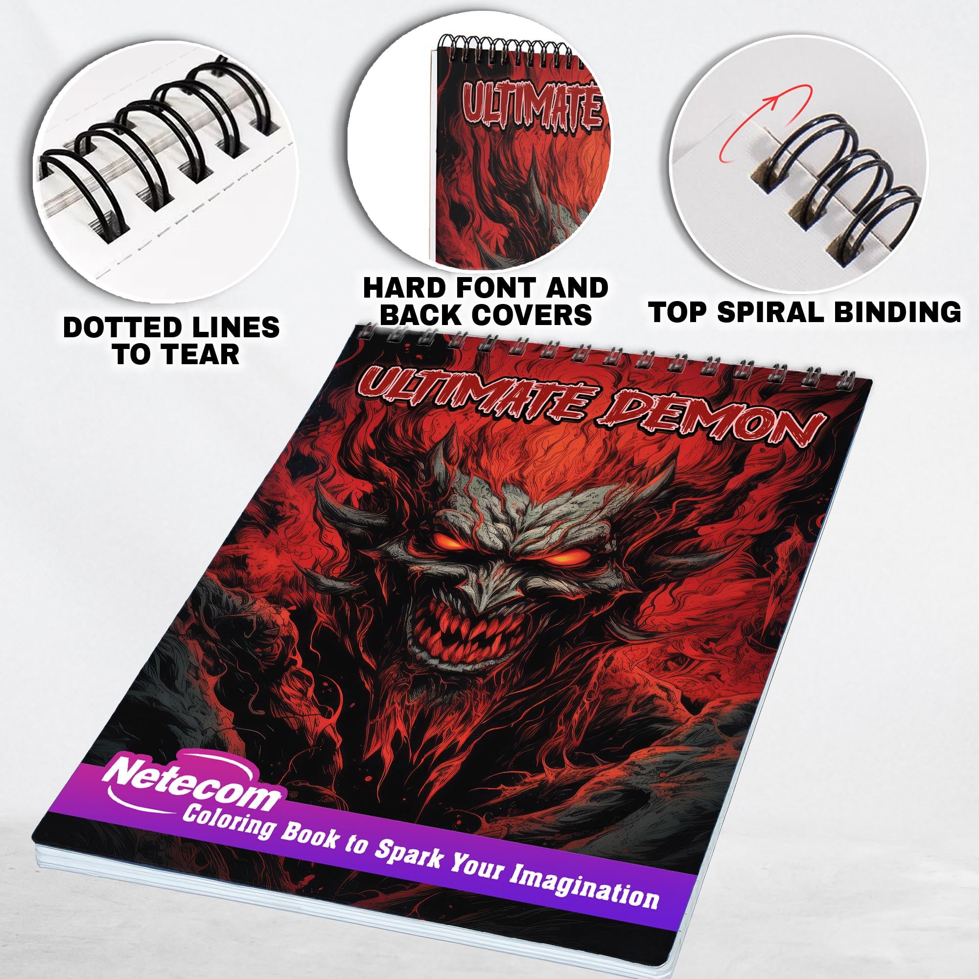 Ultimate Demon Spiral Bound Coloring Book, Embark on a Horrifying Coloring Journey with 30 Stunning Demon Coloring Pages