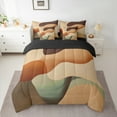 thumbnail image 3 of Manfei Modern Abstract Aesthetic 7-Piece Twin Bedding Sets,Geometric Artistic Bedding Comforter Set,Beige Brown Ombre Sheet Sets For Children,Breathable Home Decor Reversible, 3 of 9