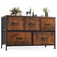 thumbnail image 1 of EDX Commo à 5 Tiroirs pour Chambre, Petite Armoire de Rangement en Tissu, Brun Rustique, 1 of 8