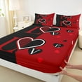 thumbnail image 3 of Castle Fairy Valentine's Day 4 Pieces Queen Sheet Sets,Love Heart Print Ultra Soft Flat Sheet,Geometric Lattice Queen Fitted Sheet,Lightweight Couple Room Decor, 3 of 7